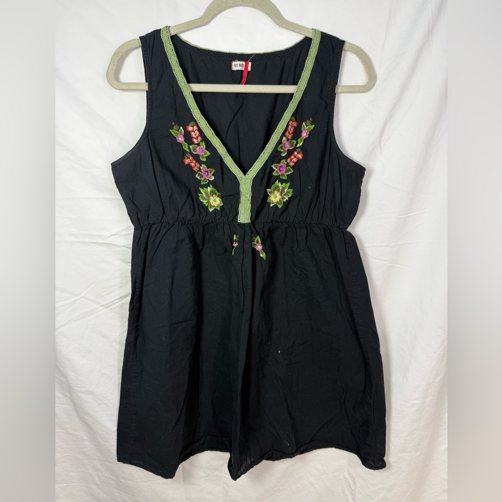 Old Navy‎ Black Embroidered Boho Tunic Dress Sleeveless L